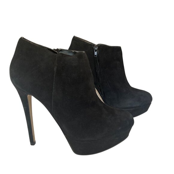 Aldo Ankle Boots Booties Heels Women's Size 8.5 Black Faux Suede Zip Up - Picture 1 of 8